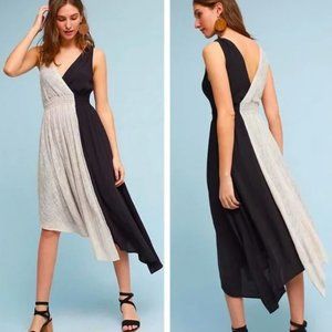 NWAnthropologie Sleeveless Black Tan Dress- Maeve Two Tone Asymmetrical XS